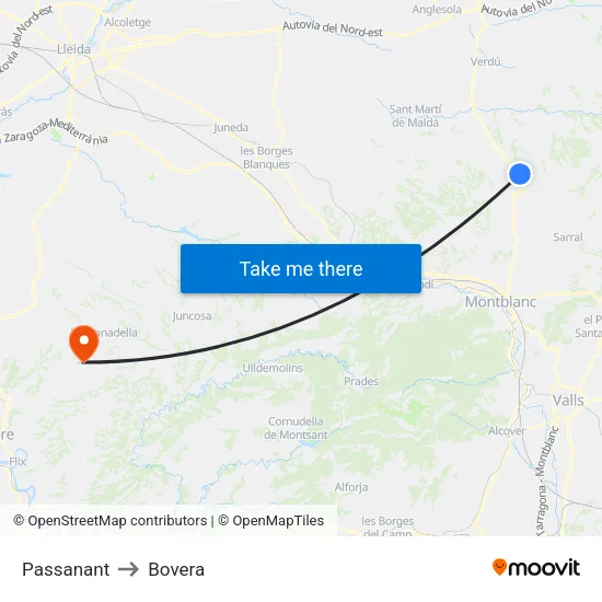 Passanant to Bovera map