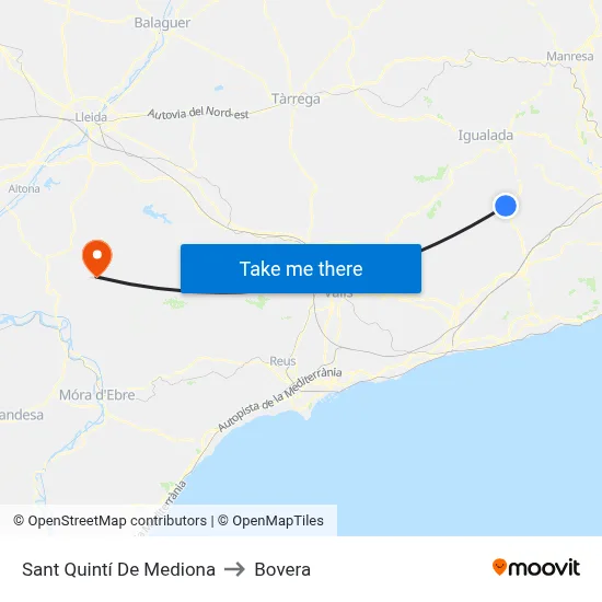Sant Quintí De Mediona to Bovera map