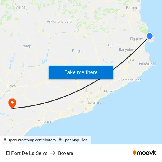El Port De La Selva to Bovera map