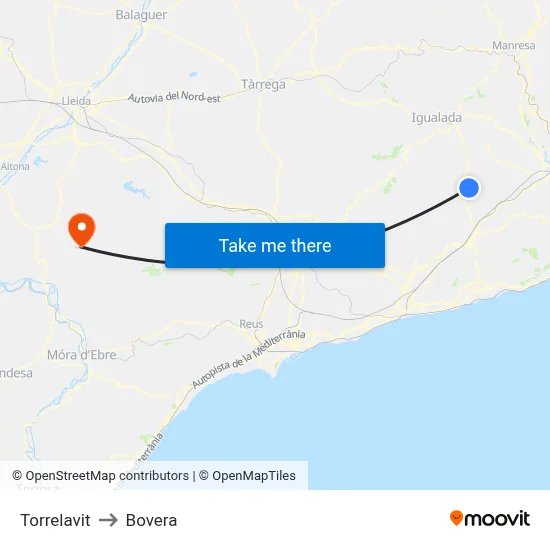 Torrelavit to Bovera map