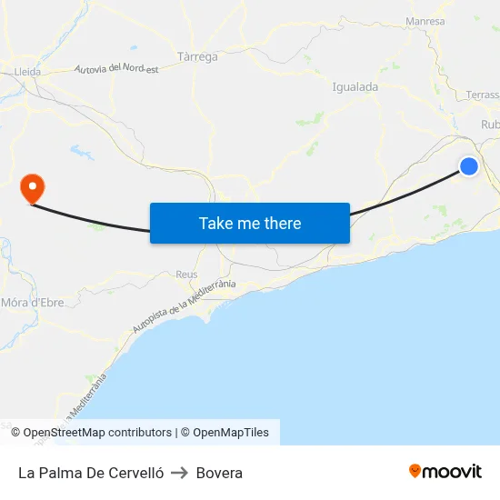 La Palma De Cervelló to Bovera map