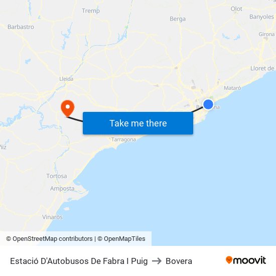 Estació D'Autobusos De Fabra I Puig to Bovera map