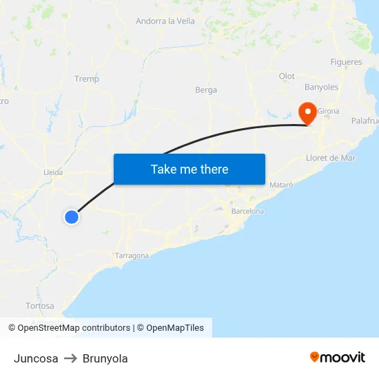 Juncosa to Brunyola map