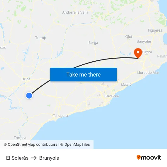 El Soleràs to Brunyola map