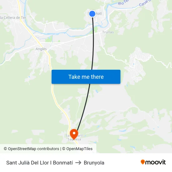 Sant Julià Del Llor I Bonmatí to Brunyola map