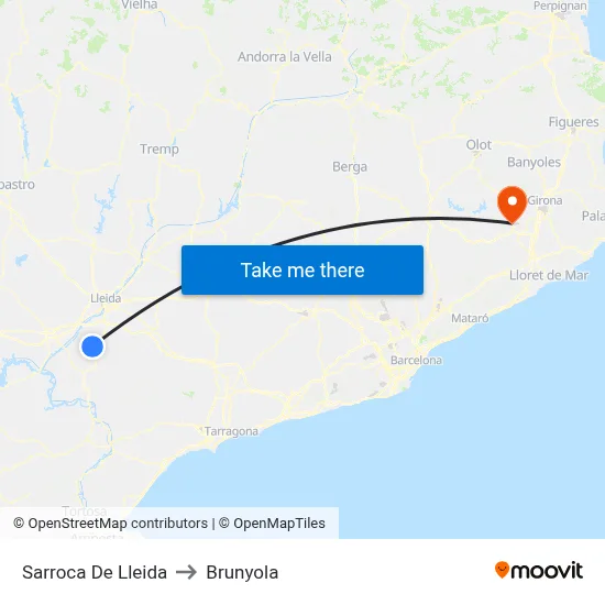 Sarroca De Lleida to Brunyola map