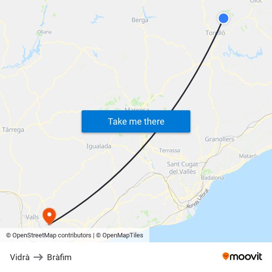 Vidrà to Bràfim map