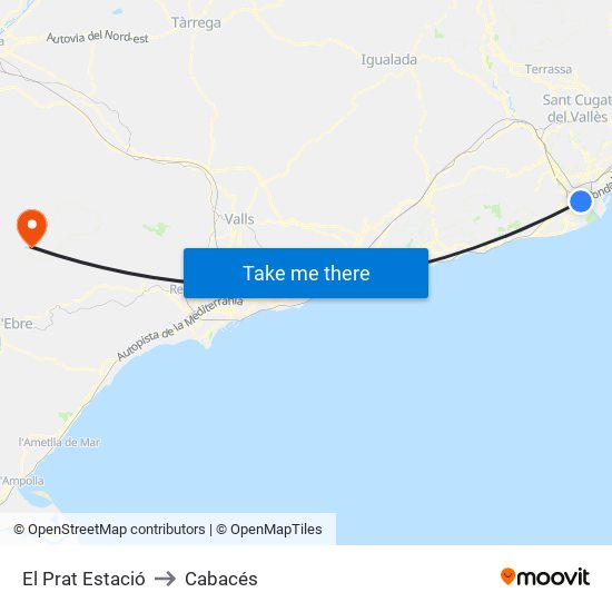 El Prat Estació to Cabacés map