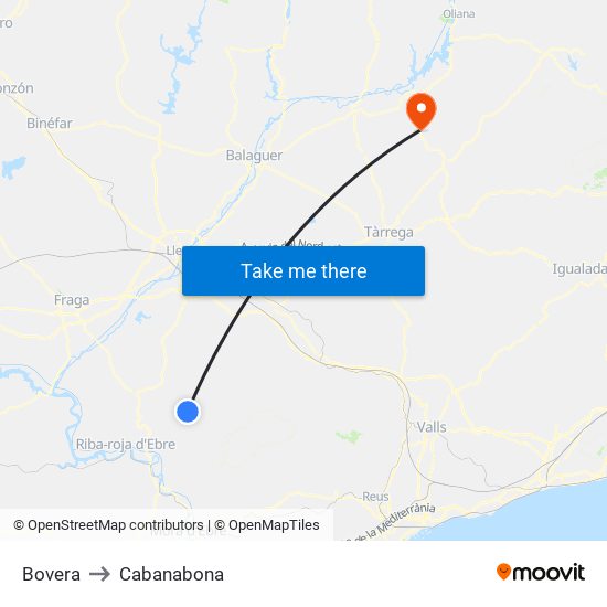 Bovera to Cabanabona map