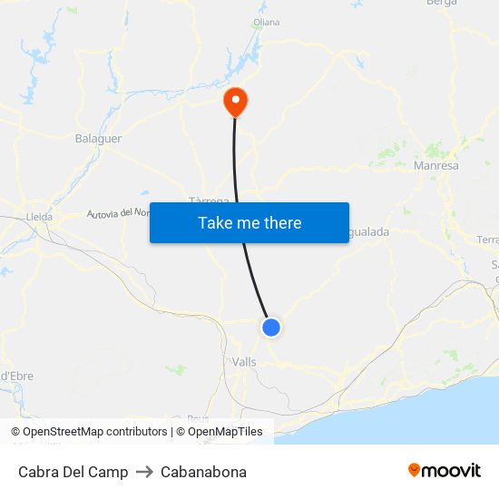 Cabra Del Camp to Cabanabona map