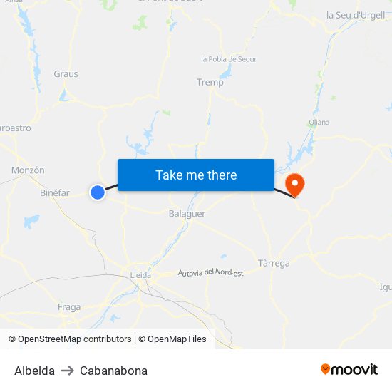 Albelda to Cabanabona map