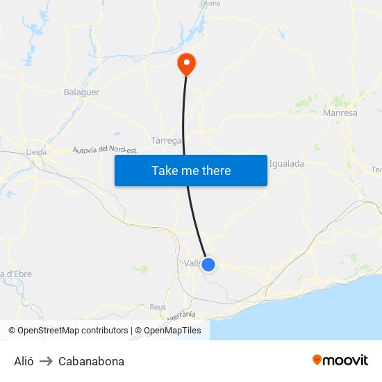 Alió to Cabanabona map