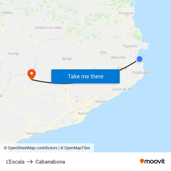 L'Escala to Cabanabona map