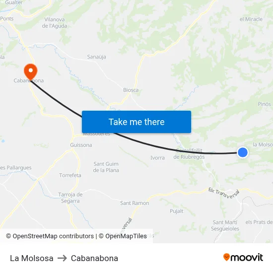 La Molsosa to Cabanabona map