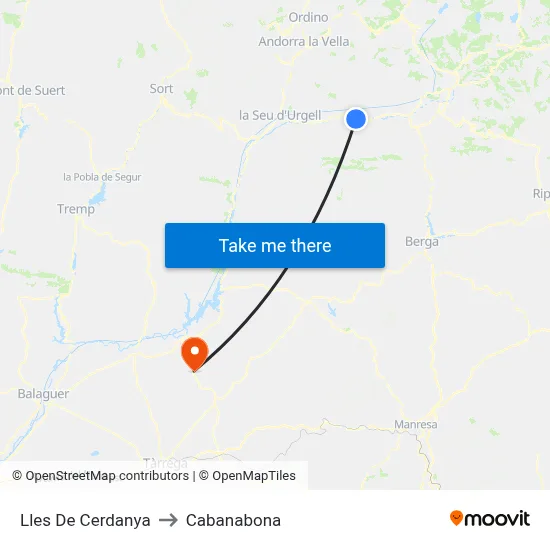 Lles De Cerdanya to Cabanabona map