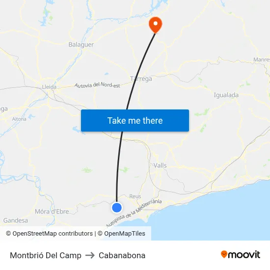 Montbrió Del Camp to Cabanabona map