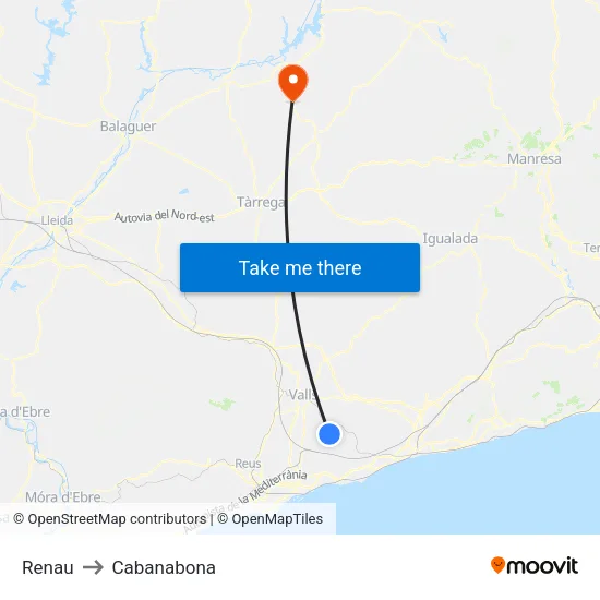Renau to Cabanabona map
