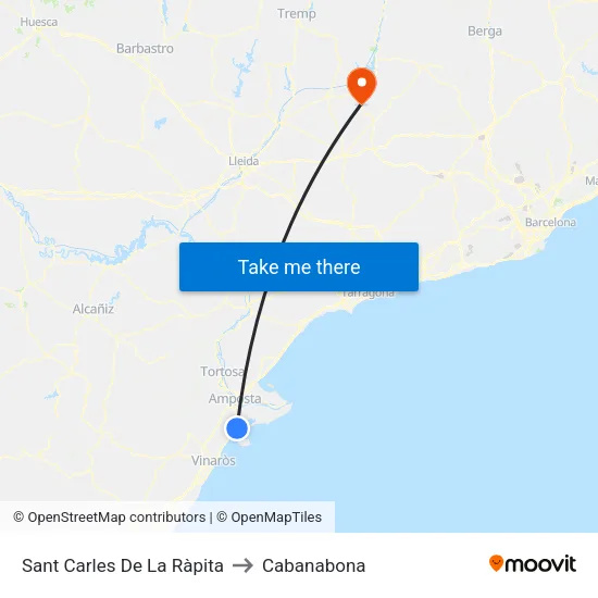 Sant Carles De La Ràpita to Cabanabona map