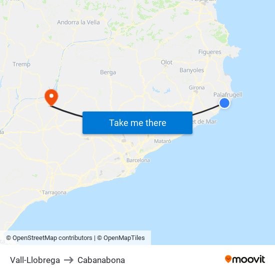 Vall-Llobrega to Cabanabona map