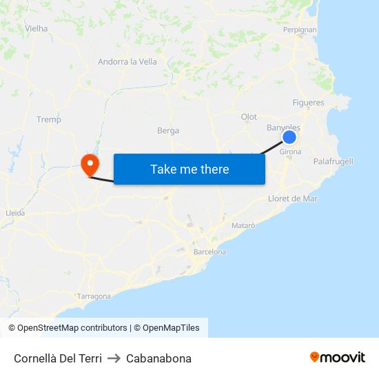 Cornellà Del Terri to Cabanabona map