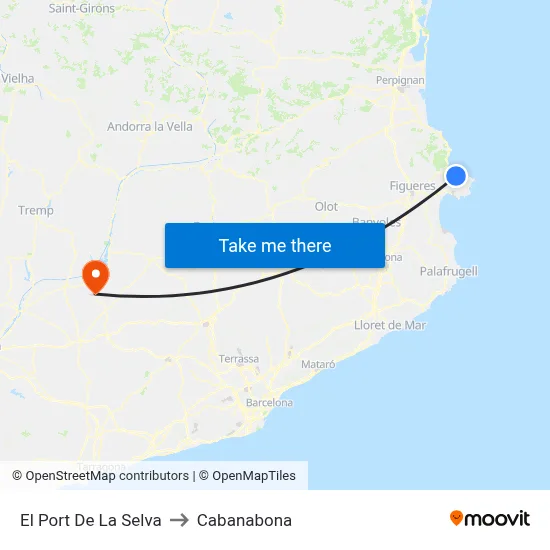 El Port De La Selva to Cabanabona map