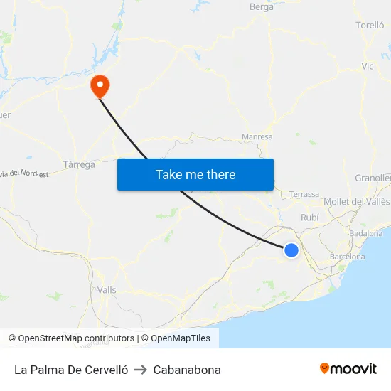 La Palma De Cervelló to Cabanabona map