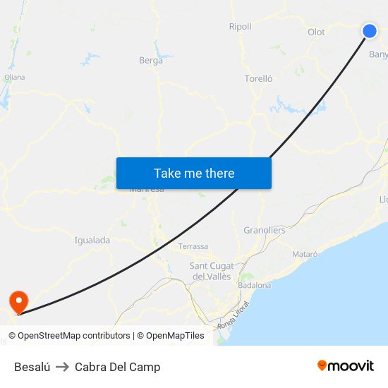 Besalú to Cabra Del Camp map