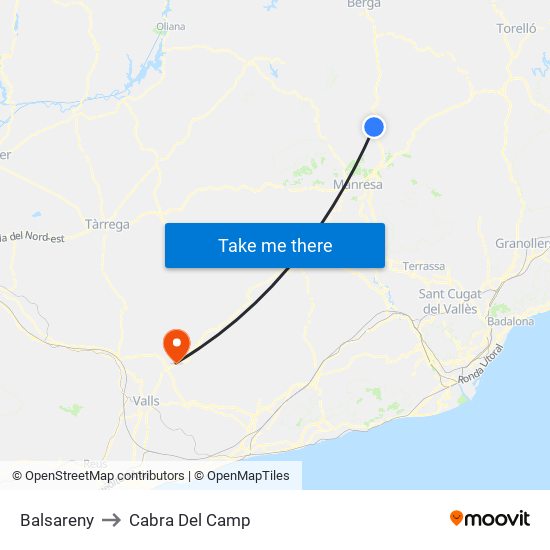Balsareny to Cabra Del Camp map