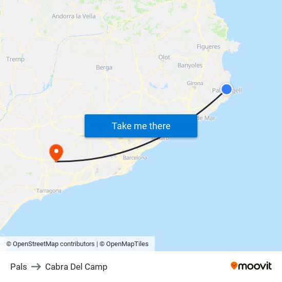 Pals to Cabra Del Camp map