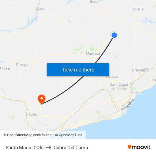 Santa Maria D'Oló to Cabra Del Camp map