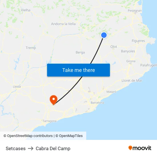 Setcases to Cabra Del Camp map