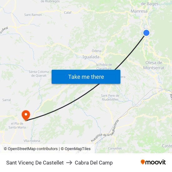 Sant Vicenç De Castellet to Cabra Del Camp map