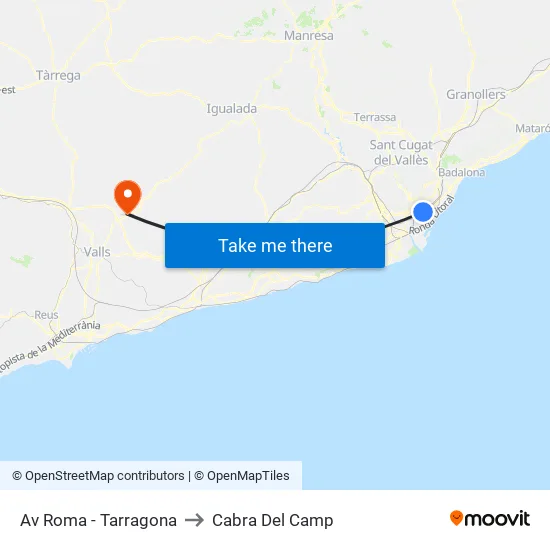Av Roma - Tarragona to Cabra Del Camp map