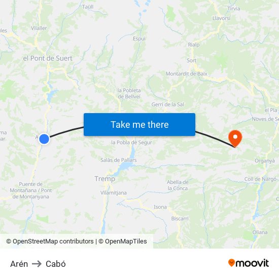 Arén to Cabó map