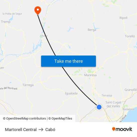 Martorell Central to Cabó map