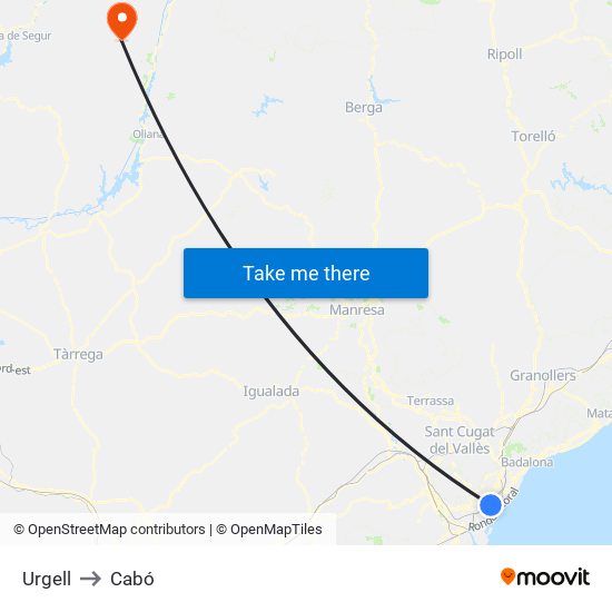 Urgell to Cabó map