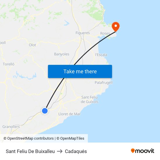 Sant Feliu De Buixalleu to Cadaqués map