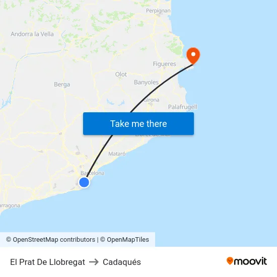 El Prat De Llobregat to Cadaqués map