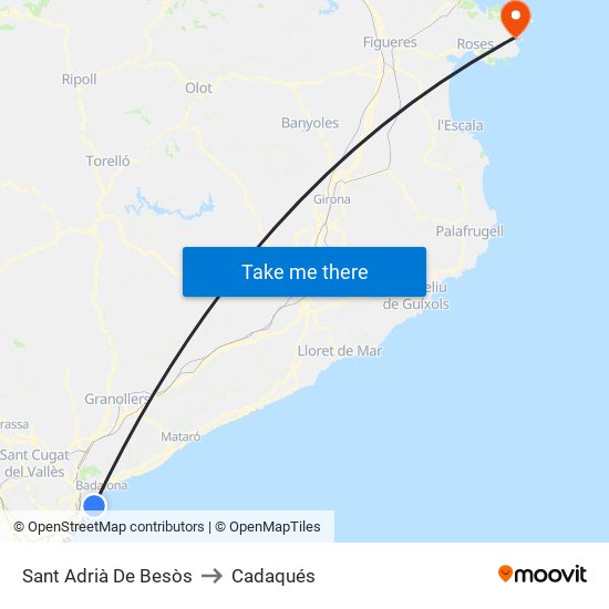 Sant Adrià De Besòs to Cadaqués map