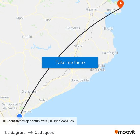La Sagrera to Cadaqués map