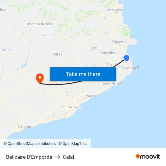 Bellcaire D'Empordà to Calaf map