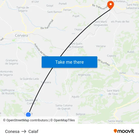Conesa to Calaf map