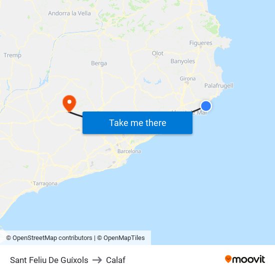 Sant Feliu De Guíxols to Calaf map