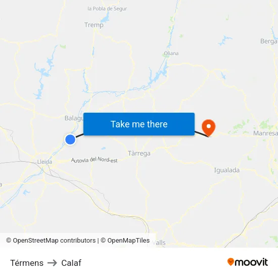 Térmens to Calaf map