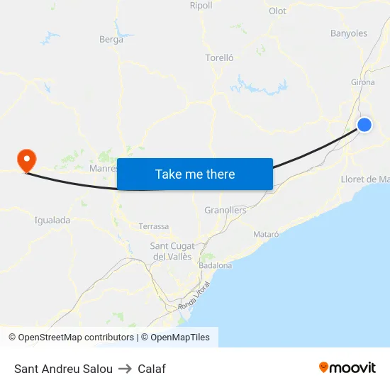 Sant Andreu Salou to Calaf map
