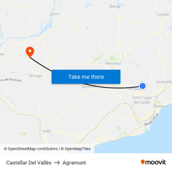 Castellar Del Vallès to Agramunt map