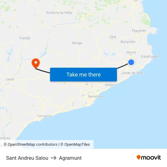 Sant Andreu Salou to Agramunt map