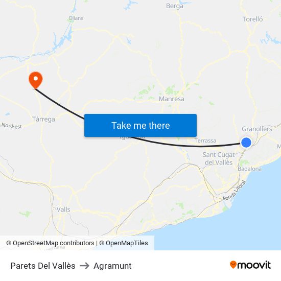 Parets Del Vallès to Agramunt map