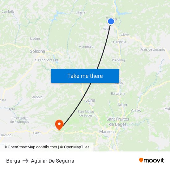 Berga to Aguilar De Segarra map