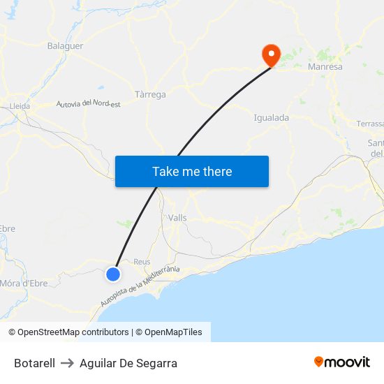 Botarell to Aguilar De Segarra map